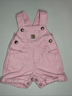 Carhartt Pink Stripe Infant Bib Shorts- Sz 3 months- Like New